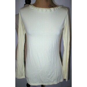 NWT New Womens Maliparmi Knit Top Yellow XS Pale Neck Stone Accents LS Designer